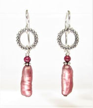 Load image into Gallery viewer, Pink Pearl & Garnet Lakshmi Silver Amulet Necklace