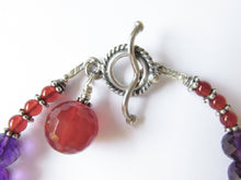 Load image into Gallery viewer, Amethyst & Carnelian Quilted Heart Bracelet