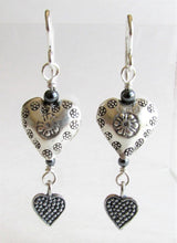 Load image into Gallery viewer, Red Jasper Five Bali Silver Heart Necklace