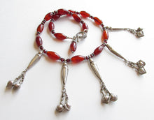 Load image into Gallery viewer, Carnelian & Garnet Tribal Silver Necklace