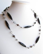 Load image into Gallery viewer, Black Chalcedony & Sardonyx 34" Quatrefoil Necklace