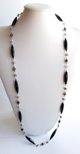Load image into Gallery viewer, Black Chalcedony & Sardonyx 34" Quatrefoil Necklace