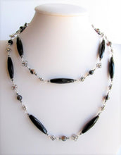 Load image into Gallery viewer, Black Chalcedony & Sardonyx 34" Quatrefoil Necklace