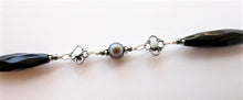 Load image into Gallery viewer, Black Chalcedony & Sardonyx 34" Quatrefoil Necklace