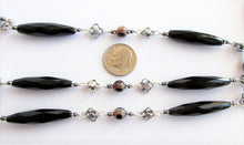 Load image into Gallery viewer, Black Chalcedony & Sardonyx 34" Quatrefoil Necklace
