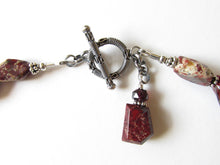 Load image into Gallery viewer, Poppy Jasper & Garnet Vishnu's Footprint Amulet Necklace