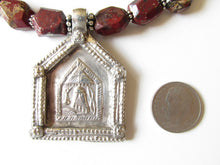 Load image into Gallery viewer, Poppy Jasper & Garnet Vishnu's Footprint Amulet Necklace