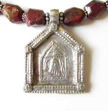 Load image into Gallery viewer, Poppy Jasper & Garnet Vishnu's Footprint Amulet Necklace