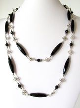 Load image into Gallery viewer, Black Chalcedony Quatrefoil 41" Necklace