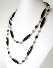 Load image into Gallery viewer, Black Chalcedony Quatrefoil 41" Necklace