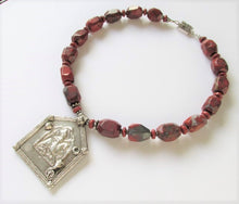 Load image into Gallery viewer, Red Jasper Bhumiya Raj Hero Amulet Necklace