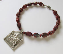 Load image into Gallery viewer, Red Jasper Bhumiya Raj Hero Amulet Necklace