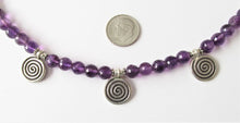 Load image into Gallery viewer, Amethyst Thai Silver Spiral Necklace
