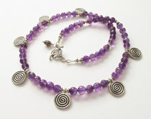 Load image into Gallery viewer, Amethyst Thai Silver Spiral Necklace