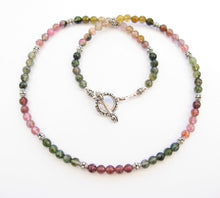 Load image into Gallery viewer, Faceted Tourmaline & Balinese Silver Necklace