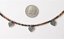 Load image into Gallery viewer, Tigereye Five Bali Silver Heart Necklace