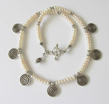 Load image into Gallery viewer, Pearl Thai Silver Spiral Necklace