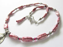 Load image into Gallery viewer, Pink Pearl & Garnet Lakshmi Silver Amulet Necklace