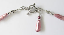 Load image into Gallery viewer, Pink Pearl & Garnet Lakshmi Silver Amulet Necklace
