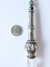 Load image into Gallery viewer, Rock Crystal Quartz, African Turquoise and Vintage Indian Tribal Silver Necklace