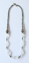 Load image into Gallery viewer, Rock Crystal Quartz, African Turquoise and Vintage Indian Tribal Silver Necklace