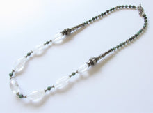 Load image into Gallery viewer, Rock Crystal Quartz, African Turquoise and Vintage Indian Tribal Silver Necklace
