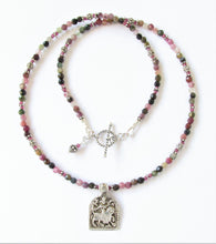 Load image into Gallery viewer, Tourmaline Durga Vintage Silver Amulet Necklace