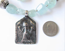 Load image into Gallery viewer, Aquamarine Goddess Parvati Amulet Necklace