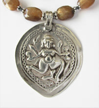 Load image into Gallery viewer, Golden Moonstone & Pearl Amulet Necklace