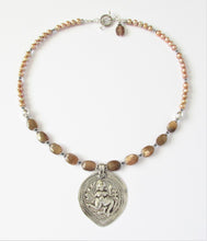 Load image into Gallery viewer, Golden Moonstone & Pearl Amulet Necklace