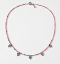 Load image into Gallery viewer, Pink Tourmaline Five Heart Necklace