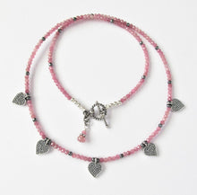 Load image into Gallery viewer, Pink Tourmaline Five Heart Necklace