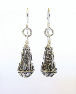 Balinese Granulated Silver Drop Earrings