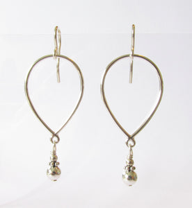 Inverted Drop All-Silver Earrings