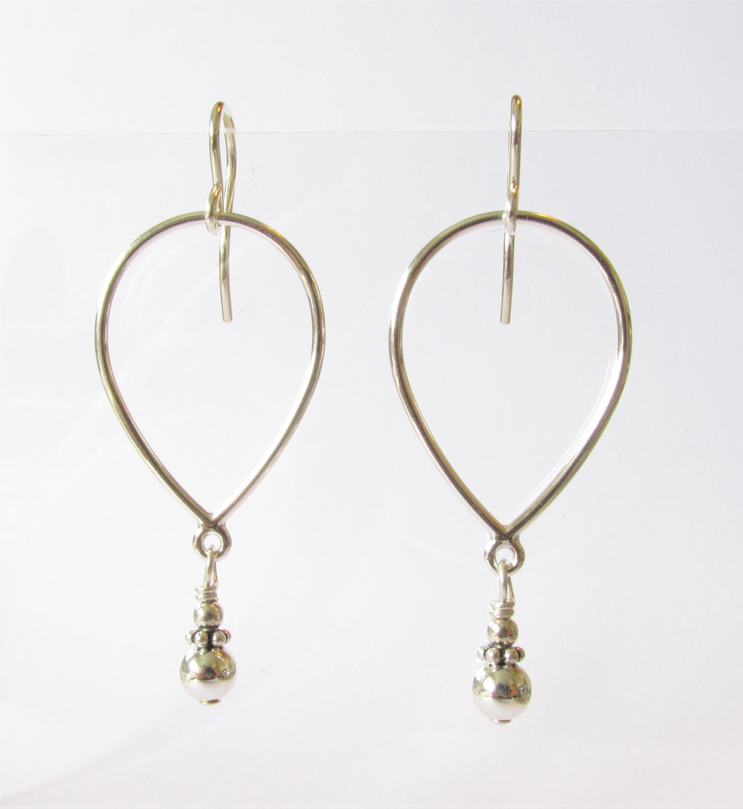 Inverted Drop All-Silver Earrings