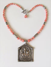 Load image into Gallery viewer, Natural Coral Durga Amulet Necklace
