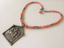 Load image into Gallery viewer, Natural Coral Durga Amulet Necklace
