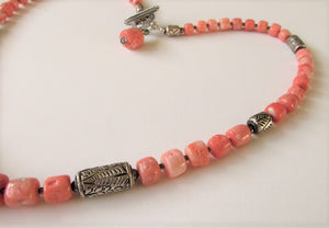 Natural Coral Durga Amulet Necklace