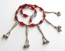 Load image into Gallery viewer, Carnelian &amp; Garnet Tribal Silver Necklace
