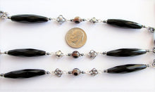 Load image into Gallery viewer, Black Chalcedony &amp; Sardonyx 34&quot; Quatrefoil Necklace
