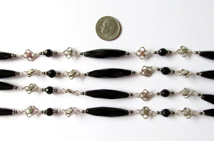 Black Chalcedony Quatrefoil 41" Necklace