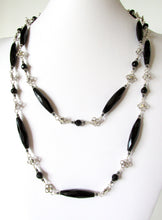 Load image into Gallery viewer, Black Chalcedony Quatrefoil 41&quot; Necklace
