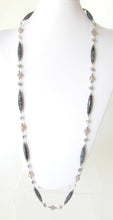 Load image into Gallery viewer, Snowflake Obsidian &amp; Grey Chalcedony 35&quot; Quatrefoil Necklace
