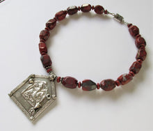 Load image into Gallery viewer, Red Jasper Bhumiya Raj Hero Amulet Necklace
