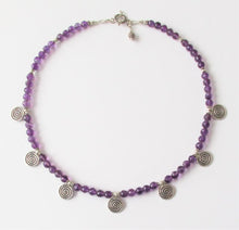 Load image into Gallery viewer, Amethyst Thai Silver Spiral Necklace
