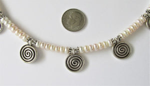 Pearl Thai Silver Spiral Necklace