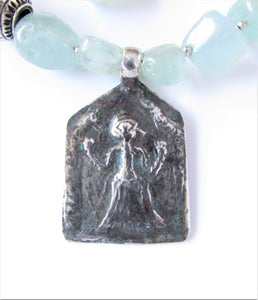 Aquamarine Goddess Parvati Amulet Necklace