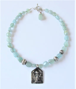 Aquamarine Goddess Parvati Amulet Necklace