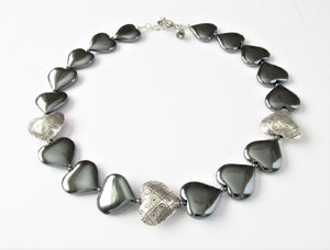 Heart-to-Heart Thai Silver & Hematite Necklace