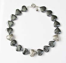 Load image into Gallery viewer, Heart-to-Heart Thai Silver &amp; Hematite Necklace
